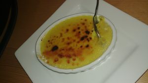 Vegan GF banana creme brulee at Melange Eatery in Medford