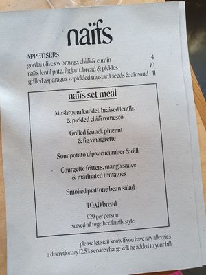 Summer 2023 menu at Naifs in South East London