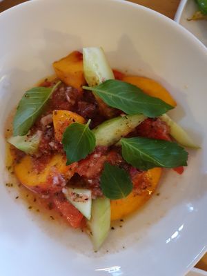 Tomato and peach salad at Naifs in South East London