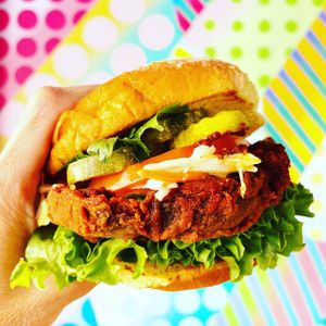 Vegan Nashville Hot Portobello - yummy! (ask for sauce on the side) at Disneyland - Black Tap in Anaheim