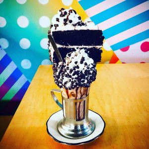 Vegan Black and White CakeShake  at Disneyland - Black Tap in Anaheim