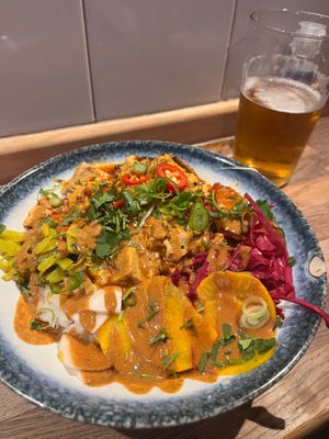 tofu bowl + beer at Tiger Bites Pig in Birmingham