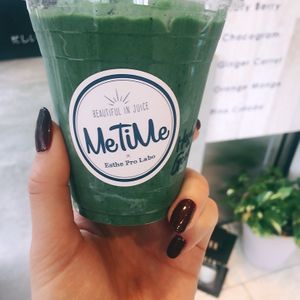 The most popular Spirulina Smoothie includes raw spirulina, banana, mango and pineapple. It has lots of nutrients and vitamins. Dairy free, non sugar and non artificial additives. at MeTiMe in Tokyo