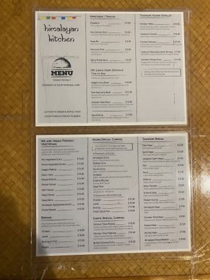 Menu!  at Himalayan Kitchen in Kailua