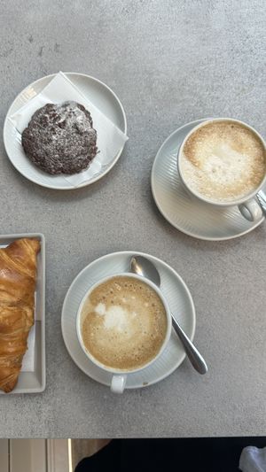 Biscotti, cappuccino with soy milk and croissants  at Pasticceria Toletta in Venice