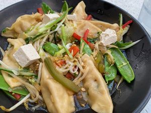 Singapore dumplings  at The Vegan Choice in Miami