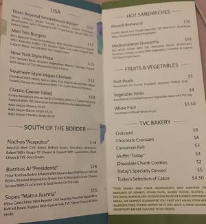menu at The Vegan Choice in Miami