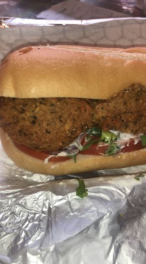 Falafel Sub 😋 (4 Pc Falafel with tomato, cilantro, red onion, and house made ranch)  at Gegen in Los Angeles