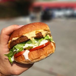 Queen burger  at Gegen in Los Angeles