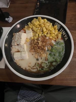 Spicy creamy vegan ramen, added corn  🔥   at JINYA Ramen Bar in Washington