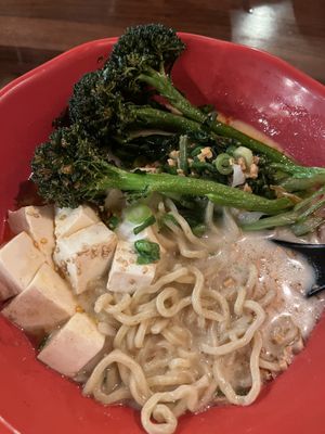 Spicy vegan ramen with broccolini   at JINYA Ramen Bar in Washington