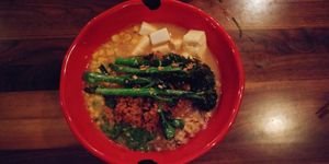 Flying vegan ramen at JINYA Ramen Bar in Washington
