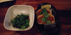 Seaweed salad and vegan tacos at JINYA Ramen Bar in Washington
