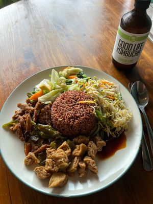 Rice, tofu, tempeh and different veggies   at Warung Local in Canggu