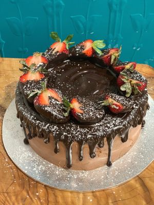 Chocolate Strawberry Drip Cake at Wilderflower & Wanderberries in Tamborine Mountain