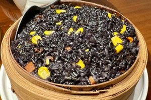 Rice with medicinal herbs and corn #Veganuary at DàFāng SùShí Guǎn in Xiamen