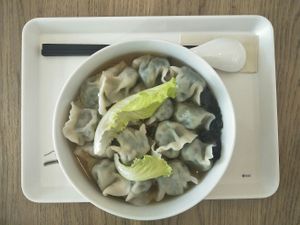 Shepherd's purse dumplings. at Knowing Cafe in Shanghai