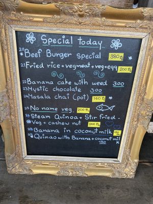 I didn’t ask if either of the edibles were vegan.   at Noina's Mystic Mountain Restaurant & Bungalows in Koh Samet