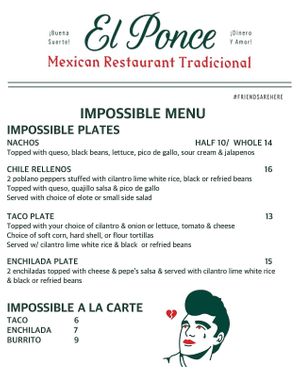 Impossible Menu at El Ponce in Atlanta