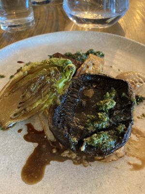 Miso braised mushroom with pumpkin seed pesto. 😋   at The Weaving Shed in Bradford-on-avon