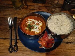 Chickpea curry with rice at Wapalapam in Le Morne