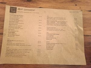 Menu at Wapalapam in Le Morne