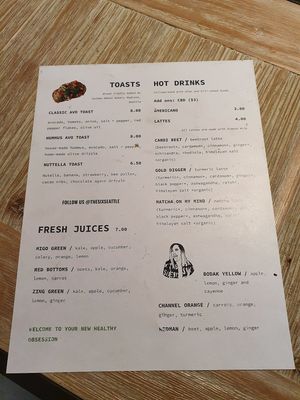 Menu at The SIX in Seattle