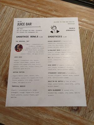 Menu at The SIX in Seattle