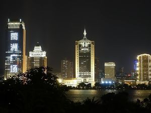 Night view of city and river from Level 4 at Samadhi Art & Cafe in Xiamen