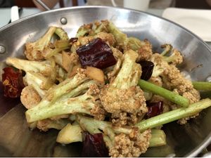 Dry pot cauliflower  at Samadhi Art & Cafe in Xiamen