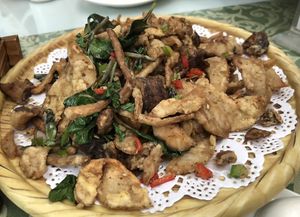 Mixed mushrooms with Basil  at Samadhi Art & Cafe in Xiamen