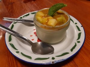 Dessert / Conconut cream pannacotta at Asian Army in Madrid