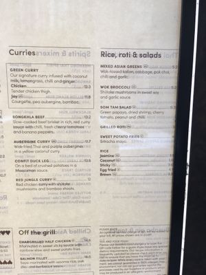 menu at Busaba - Soho in London