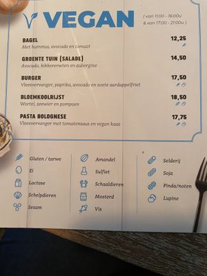 Allergenenlijst at Pier 7 in Vlissingen