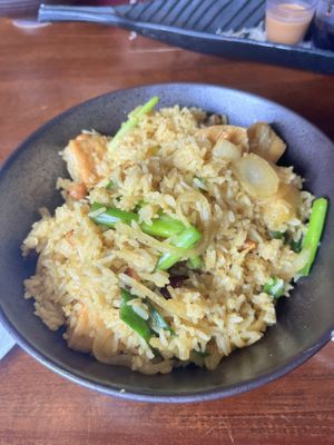 Pineapple fried rice made vegan  at Thai Square in Denton