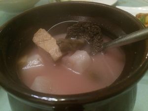 Pink Mushroom Soup at MiàoXiāng SùShí 妙香素食 in Fuzhou