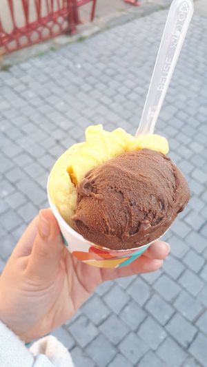chocolate and passionfruit at Gelatopia in Porto