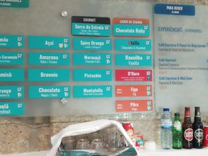 Vegan options clearly marked at Gelatopia in Porto