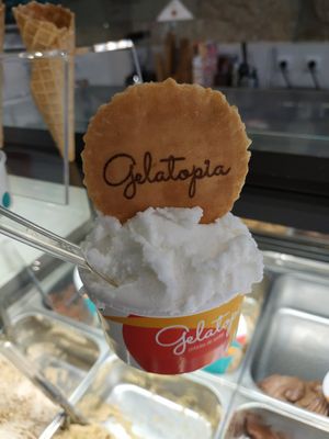 Helado de limón (vegan) at Gelatopia in Porto