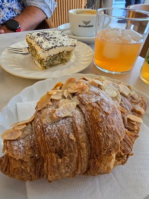 Almond croissant and lemon cake at Mica Coffeebar in Haarlem