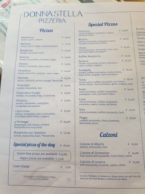Menu June 2023 at Pizzeria Donna Stella in Amalfi