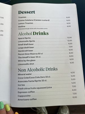 Menu  at Pizzeria Donna Stella in Amalfi