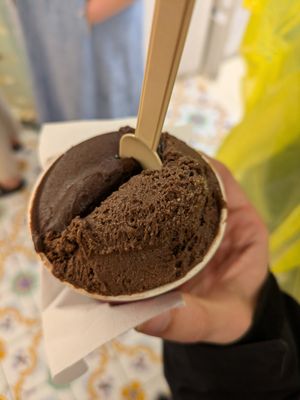 Dark chocolate (left) and chocolate with orange (right) at Raki in Sorrento