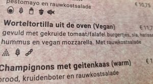 Vegan option on menu at Smaeck in Weert