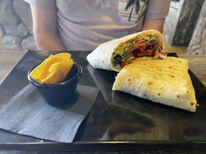 Vegan wrap at Lost World Restaurant in Lanzarote