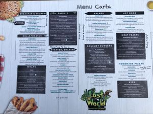 Menu! at Lost World Restaurant in Lanzarote