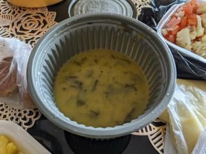 Tasty potato and veg soup at Maranatha in Quito