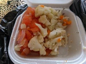 Tomato and cauliflower salads at Maranatha in Quito