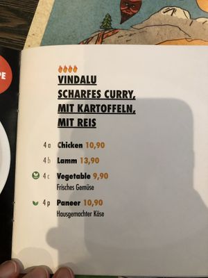Menu at Mero Buddha Nepali Kitchen in Muenster
