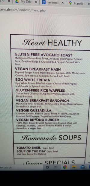Their only vegan options at Honey Berry Cafe in Lombard
